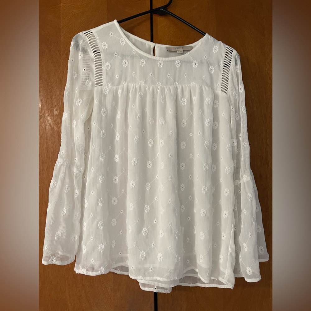 LOFT White Eyelet Blouse